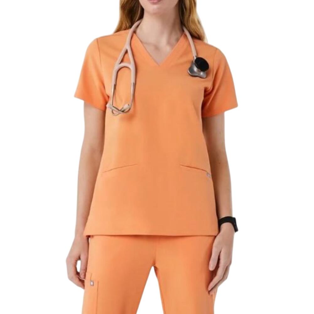 FIGS Casma Scrub Top Women's S Shaka Orange PO 5754 Rare Retired Limited Edition